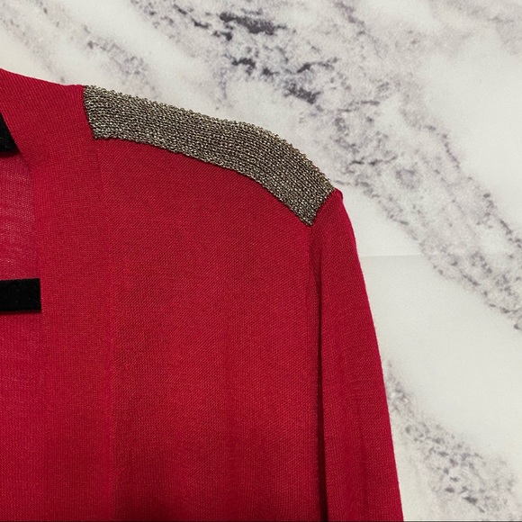 GAP Red Open Front Cardigan Sweater - Picture 4 of 6